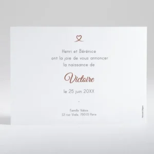 Faire-part de naissance Mon coeur en or paysage*Faire-part Elégant Online