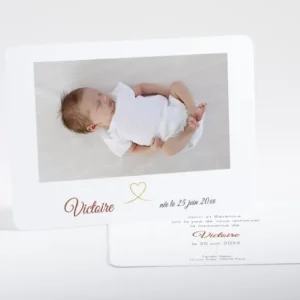 Faire-part de naissance Mon coeur en or paysage*Faire-part Elégant Online