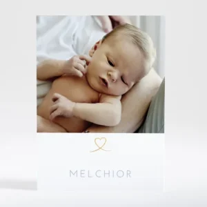 Faire-part de naissance Mon coeur en or portrait*Faire-part Elégant Best