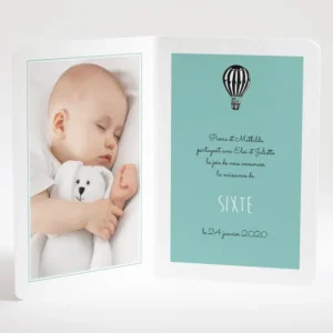 Faire-part de naissance Montgolfiere livret*Faire-part Elégant Online