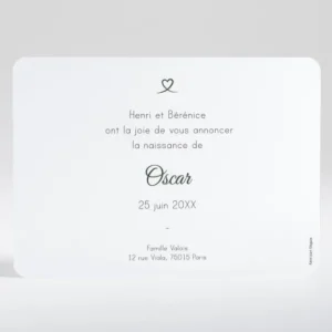 Faire-part de naissance Mon coeur en or paysage*Faire-part Elégant Online
