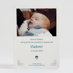 Faire-part de naissance Montgolfiere*Faire-part Elégant New