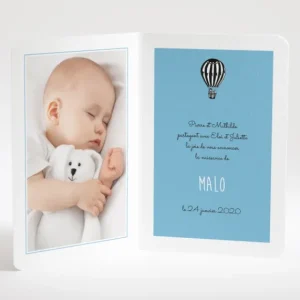 Faire-part de naissance Montgolfiere livret*Faire-part Elégant Online