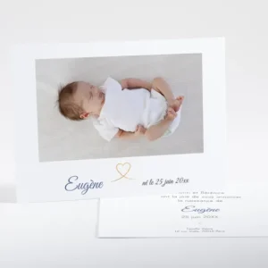 Faire-part de naissance Mon coeur en or paysage*Faire-part Elégant Online