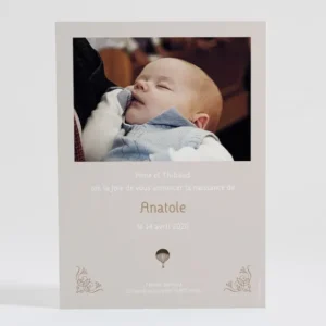 Faire-part de naissance Montgolfiere*Faire-part Elégant New