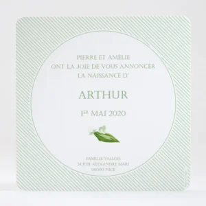 Faire-part de naissance Muguet elegance*Faire-part Elégant Clearance