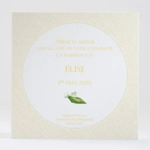 Faire-part de naissance Muguet elegance*Faire-part Elégant Clearance