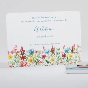 Faire-part de naissance Naissance fleurie*Faire-part Elégant New