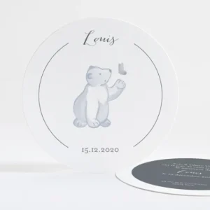 Faire-part de naissance Ours polaire et papillon*Faire-part Elégant Fashion