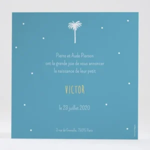 Faire-part de naissance Palmier simple*Faire-part Elégant Fashion