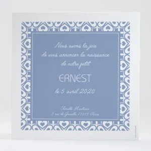 Faire-part de naissance Pattern coeur*Faire-part Elégant New