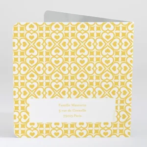 Faire-part de naissance Pattern coeur livret*Faire-part Elégant Hot