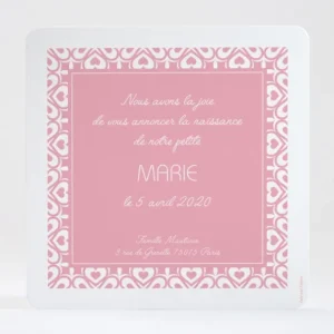 Faire-part de naissance Pattern coeur*Faire-part Elégant New