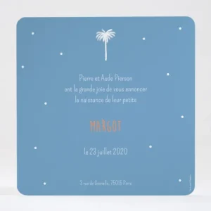 Faire-part de naissance Palmier simple*Faire-part Elégant Fashion