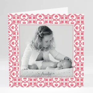 Faire-part de naissance Pattern coeur livret*Faire-part Elégant Hot