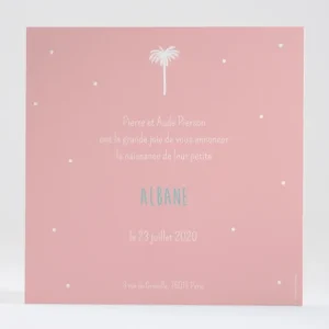 Faire-part de naissance Palmier simple*Faire-part Elégant Fashion