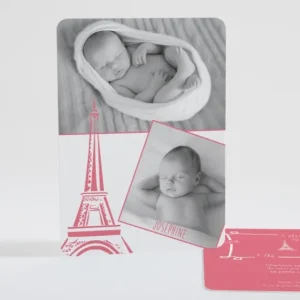 Faire-part de naissance Paris chic*Faire-part Elégant Outlet