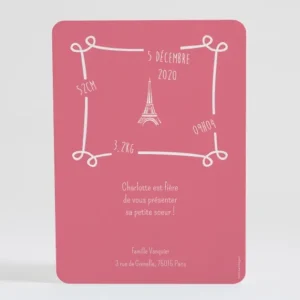 Faire-part de naissance Paris chic*Faire-part Elégant Outlet