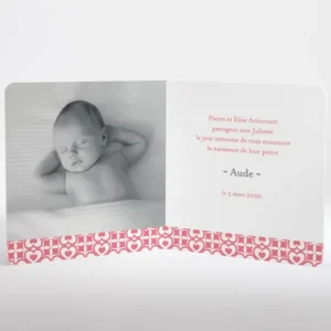 Faire-part de naissance Pattern coeur livret*Faire-part Elégant Hot