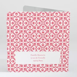Faire-part de naissance Pattern coeur livret*Faire-part Elégant Hot