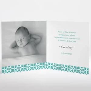 Faire-part de naissance Pattern coeur livret*Faire-part Elégant Hot