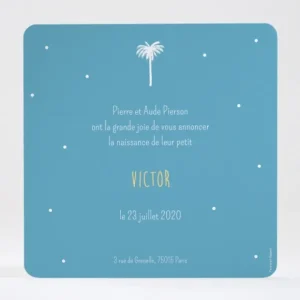 Faire-part de naissance Palmier simple*Faire-part Elégant Fashion