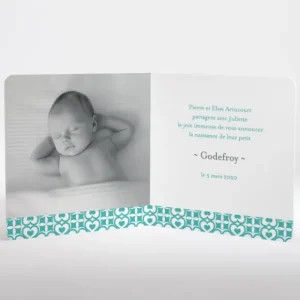 Faire-part de naissance Pattern coeur livret*Faire-part Elégant Hot