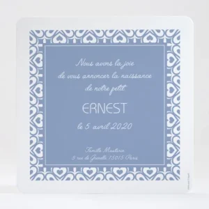 Faire-part de naissance Pattern coeur*Faire-part Elégant New