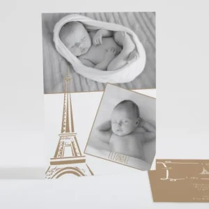 Faire-part de naissance Paris chic*Faire-part Elégant Outlet