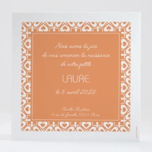 Faire-part de naissance Pattern coeur*Faire-part Elégant New