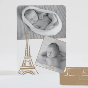 Faire-part de naissance Paris chic*Faire-part Elégant Outlet