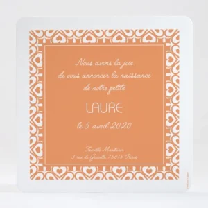 Faire-part de naissance Pattern coeur*Faire-part Elégant New