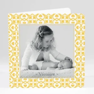 Faire-part de naissance Pattern coeur livret*Faire-part Elégant Hot