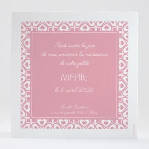Faire-part de naissance Pattern coeur*Faire-part Elégant New