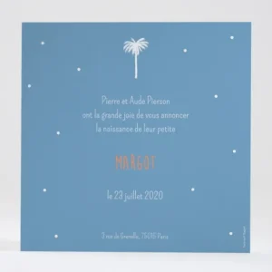 Faire-part de naissance Palmier simple*Faire-part Elégant Fashion