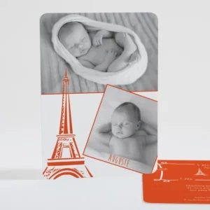 Faire-part de naissance Paris chic*Faire-part Elégant Outlet
