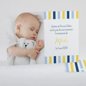 Faire-part de naissance Petites rayures photo*Faire-part Elégant Best