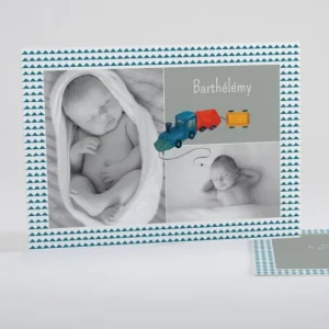 Faire-part de naissance Petit train photos*Faire-part Elégant Sale