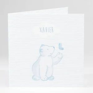 Faire-part de naissance Petit ours polaire photo*Faire-part Elégant New