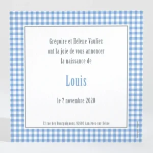 Faire-part de naissance Petit vichy photo*Faire-part Elégant Hot