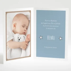 Faire-part de naissance Petit cowboy prenom*Faire-part Elégant Discount