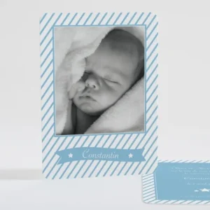 Faire-part de naissance Petites rayures diagonales*Faire-part Elégant Outlet