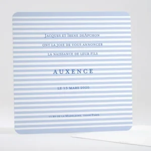 Faire-part de naissance Petites rayures elegantes*Faire-part Elégant New