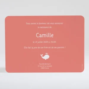 Faire-part de naissance Petite baleine*Faire-part Elégant Online
