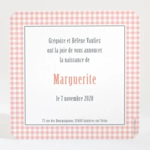 Faire-part de naissance Petit vichy photo*Faire-part Elégant Hot