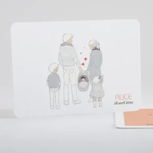 Faire-part de naissance Petit amour paysage 3 enfants*Faire-part Elégant Online
