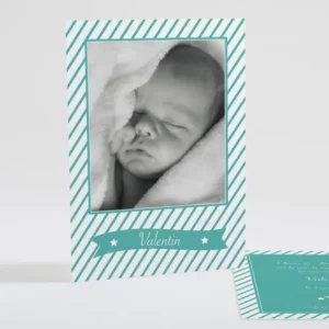 Faire-part de naissance Petites rayures diagonales*Faire-part Elégant Outlet