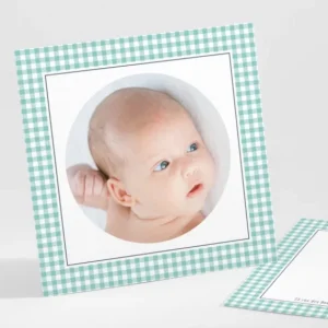 Faire-part de naissance Petit vichy photo*Faire-part Elégant Hot