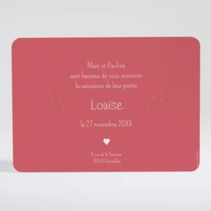 Faire-part de naissance Petit coeur*Faire-part Elégant Outlet