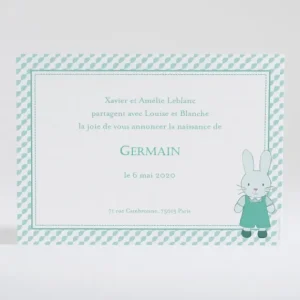 Faire-part de naissance Petit lapin*Faire-part Elégant Outlet